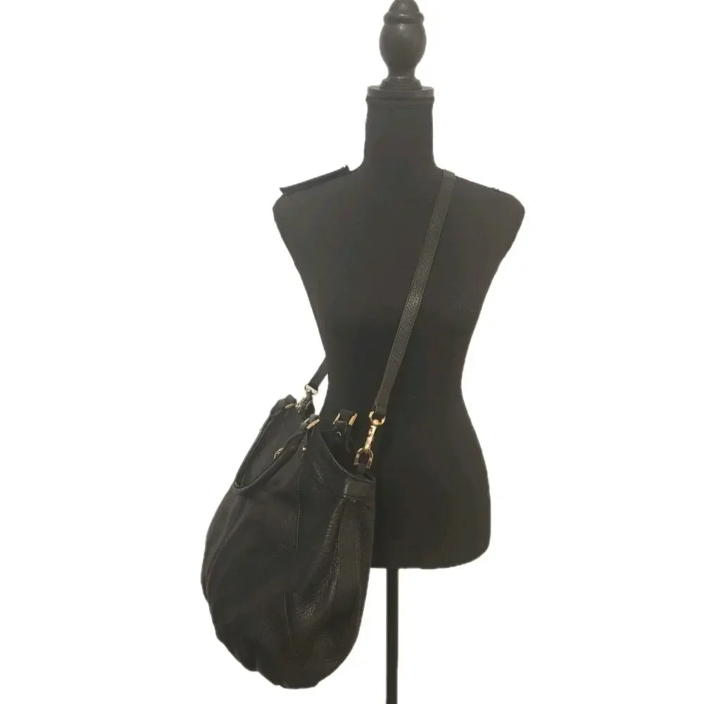 Tory Burch DAKOTA Black Leather Hobo/Shoulder Bag 16x13x3 *READ - Picture 3 of 16